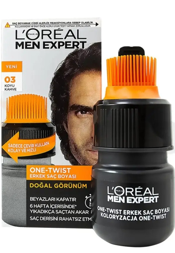 کیت رنگ مو مردانه بدون آمونیاک لورآل Men Expert سری One Twist شماره 03 پایه رنگ قهوه ای تیره